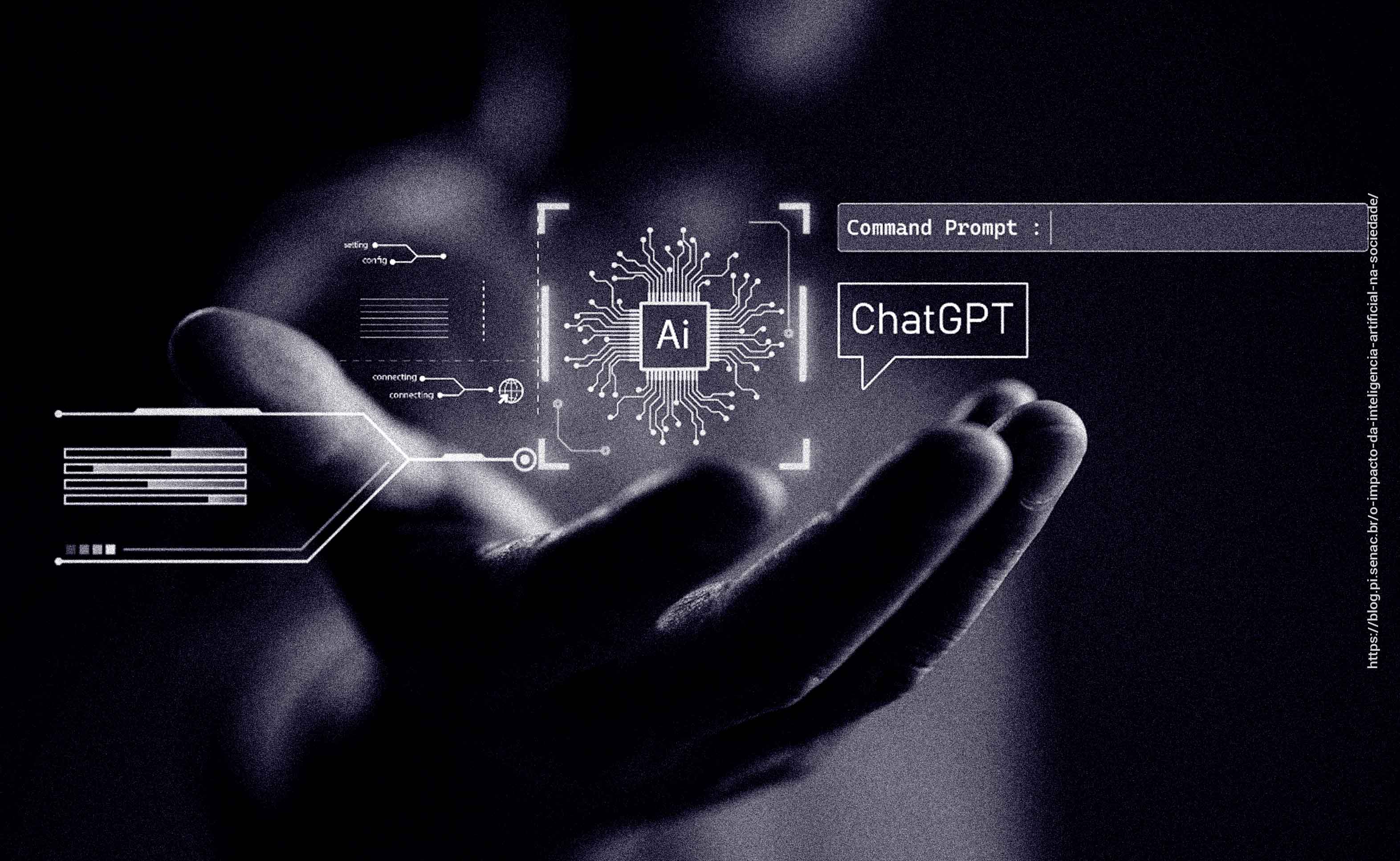 Imagem ilustrativa da inteligência Artificial na mão de um negro