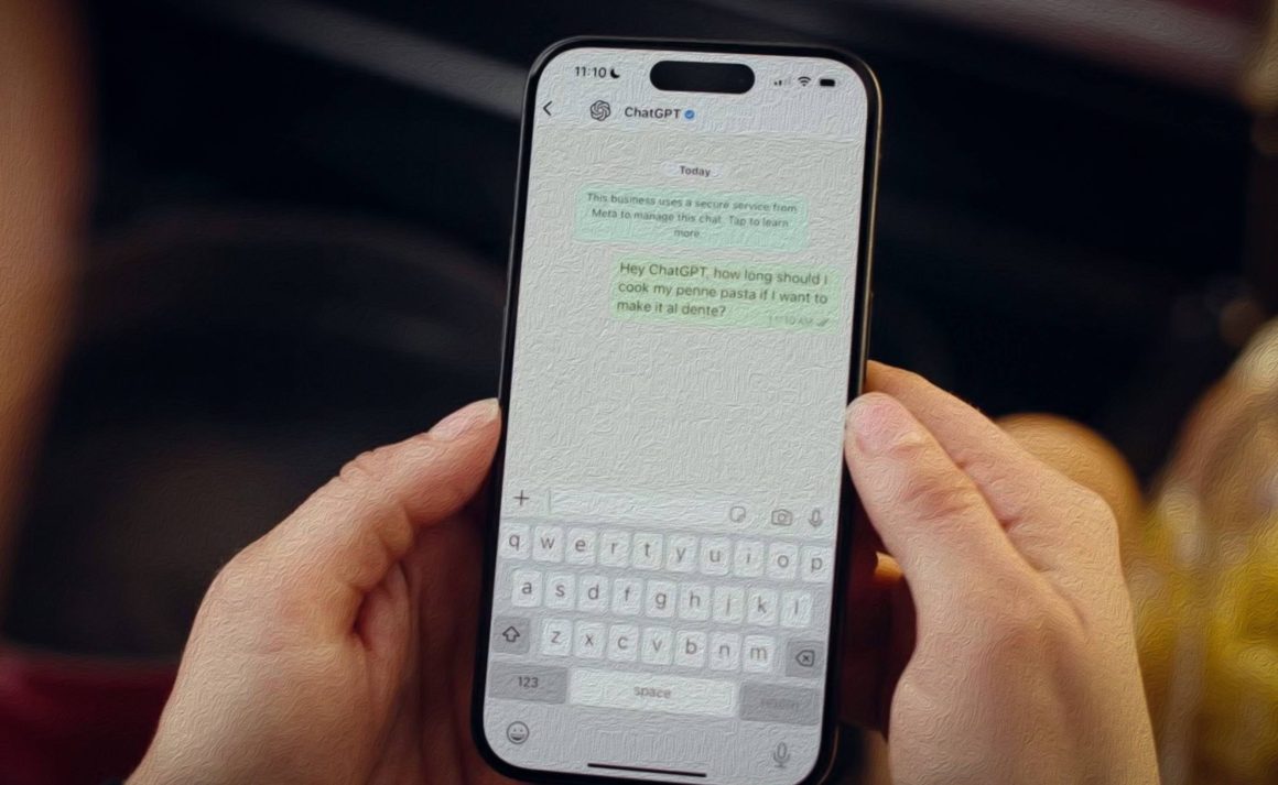 Imagem ilustrativa de uma conversa no WhatsApp com ChatGPT